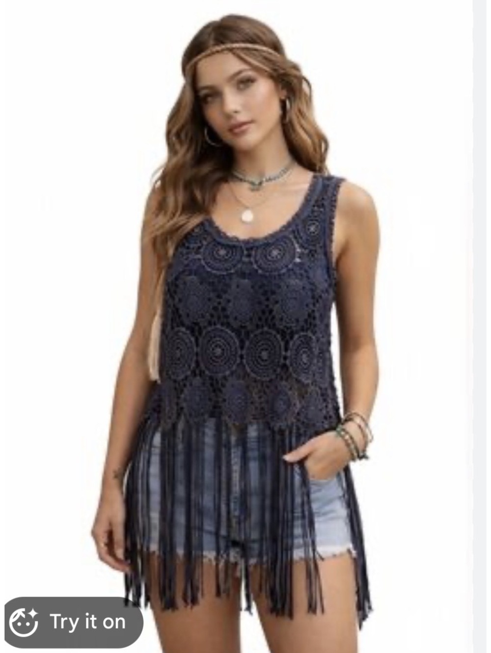 Gimmicks by BKE crochet fringe tank